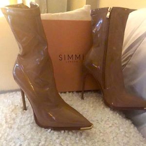 Simmi patten leather dark nude boots